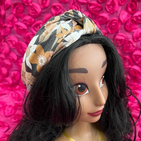 Tasha Floral Twist Knot Headband In Black | ModeSens - Picture 2 of 5